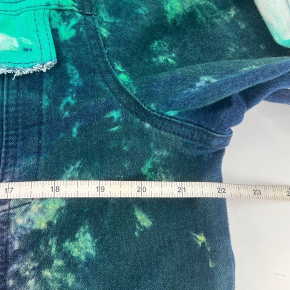 Demolition Tie Dye Denim Jacket Medium Distressed Raw Hem Multicolor Streetwear - Picture 6 of 8